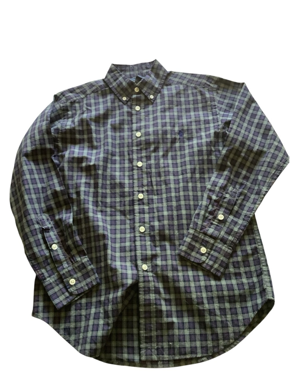 Youth Medium Plaid Polo Ralph Lauren Button Down Shirt NWT